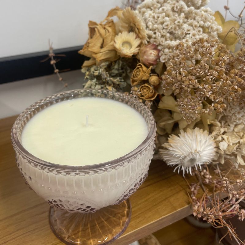 Coconut Wax Candle - 300ml Pink Glass
