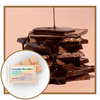 Thumbnail for Chocolate wax melts being poured over a stack of chocolate bars on a pink background.