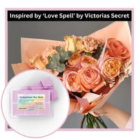 Thumbnail for Bouquet of flowers with a box of 'Enchantment Wax Melts' inspired by 'Love Spell' by Victoria's Secret.