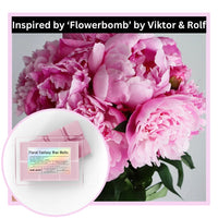 Thumbnail for Pink flowers with a product labeled 'Floral Fantasy Wax Melts' inspired by 'Flowerbomb' by Viktor & Rolf.