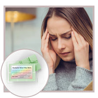 Thumbnail for Woman with a headache holding her temples, with inset showing headache relief wax melts packaging.