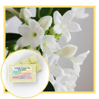Thumbnail for Jasmine and sweet pea wax melts with a close-up of white flowers in the background