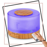 Thumbnail for 500ml essential oil diffuser with purple light and remote