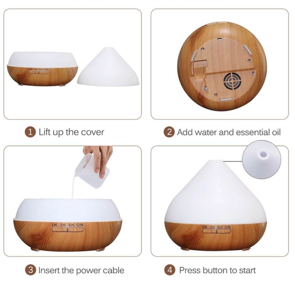 Celia 500ml Aroma Essential Oil Diffuser with Remote Instructions